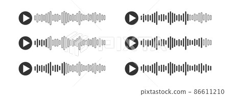 Voice message icons. Audio chat with speech sound waves isolated on white background. Messenger mobile app interface. Vector graphic illustration Voice message icons. Audio chat with speech sound waves isolated on white background. Messenger mobile app interface. Vector graphic illustration 86611210