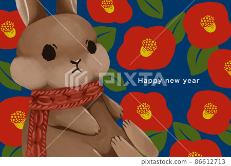 2035 Rabbit New Year's card template 2035 Rabbit New Year's card template 86612713