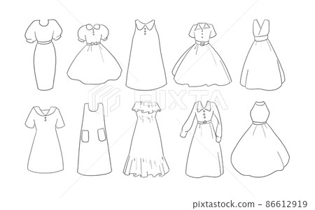 Dress line drawing illustration set 86612919