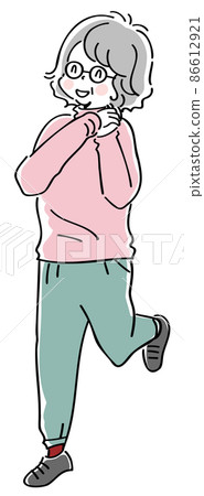 Elderly women in easy-to-move clothes 86612921