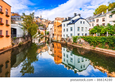 Luxembourg - Alzette Valley and Grund district of Luxembourg City. Luxembourg - Alzette Valley and Grund district of Luxembourg City. 86614280