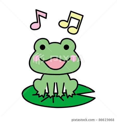 Illustration of a frog singing a cute and simple song 86615668