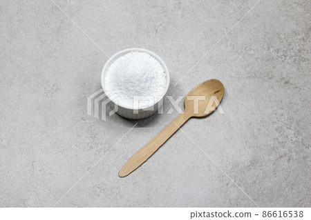 Collagen powder on grey background. Natural health supplement for skin 86616538