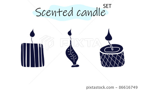 A set of scented candles with a burning fire.... - Stock Illustration ...