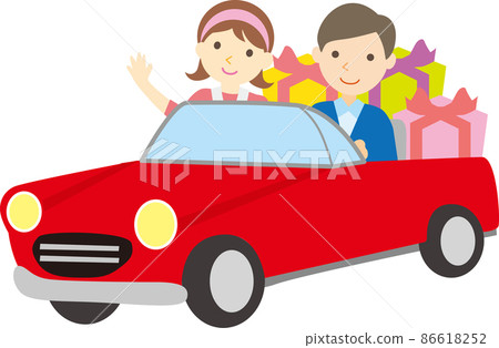 A couple of presents in an open car 86618252