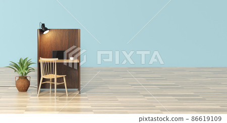 帶筆記本電腦的遠程工作區/遠程工作的概念圖像/單獨工作 帶筆記本電腦的遠程工作區/遠程工作的概念圖像/單獨工作 86619109