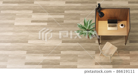 Remote workspace with laptop / Concept image of telework / solo work 86619111
