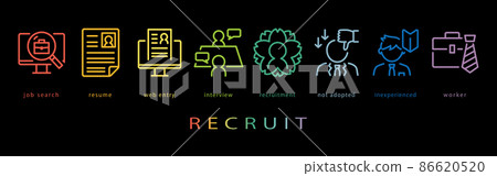 Recruit neon color line icon 86620520
