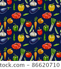 Dark blue seamless vegetable background 86620710