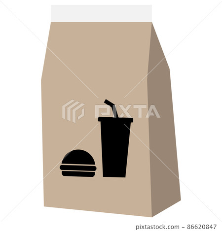 paper bag on white background. food delivery paper bag sign. stay home order food delivery symbol. flat style. paper bag on white background. food delivery paper bag sign. stay home order food delivery symbol. flat style. 86620847