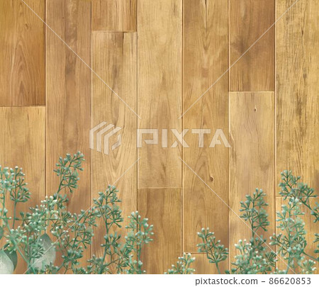 Warm tones of wood grain board and plant wallpaper and background material Warm tones of wood grain board and plant wallpaper and background material 86620853