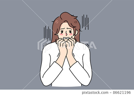 Unhappy woman feel scared and terrified  Unhappy woman feel scared and terrified  86621196