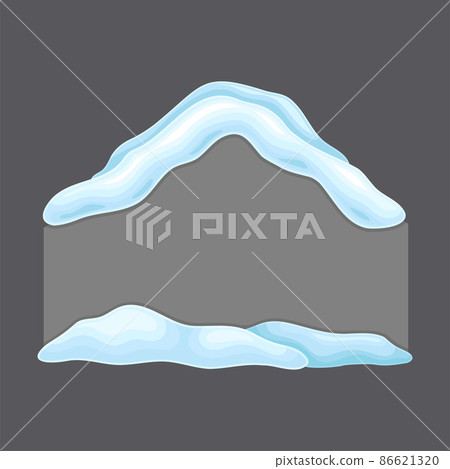Gray blank frozen banner with snow, cold season holiday frame with space fot text cartoon vector illustration Gray blank frozen banner with snow, cold season holiday frame with space fot text cartoon vector illustration 86621320