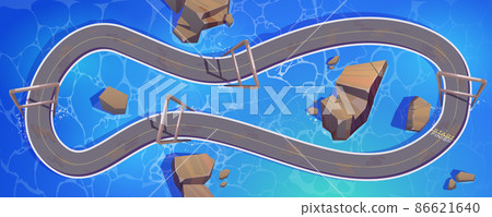 Speed race car track above water for game Speed race car track above water for game 86621640