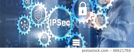 IP Security. Data Protection Protocols. Blue Technology Background. IPSec 86621768