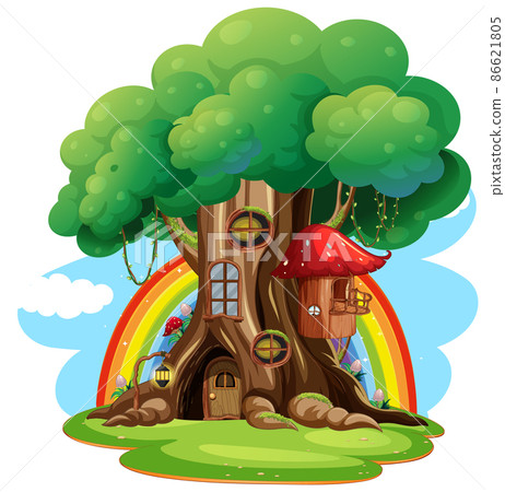 Isolated fantasy tree house on white background 86621805