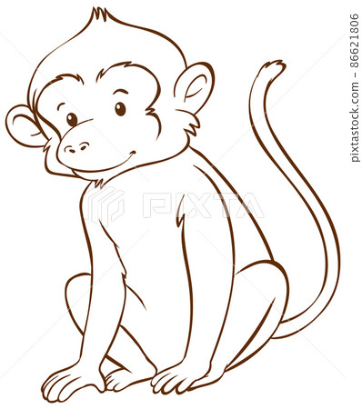 Monkey in doodle simple style on white background 86621806