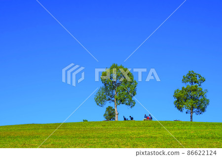Yamadaike Park Blue Sky and Green Hill 86622124