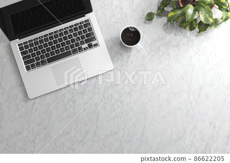 Image of laptop / home office / remote work placed on a table with white light 86622205