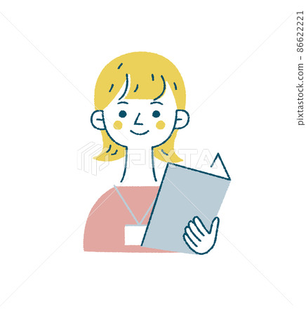 A person who guides while looking at the material Light-colored vector illustration 86622221