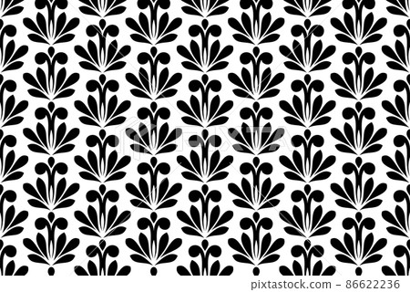 Flower geometric pattern. Seamless vector background. White and black ornament. Ornament for fabric, wallpaper, packaging. Decorative print 86622236