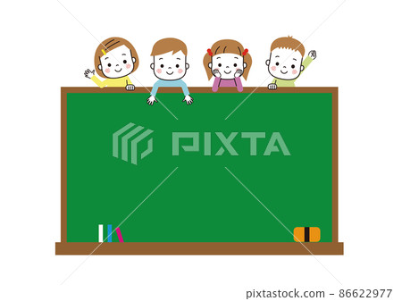 Blackboard and frame material for smiling children Blackboard and frame material for smiling children 86622977