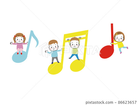 四個孩子玩音符 86623657