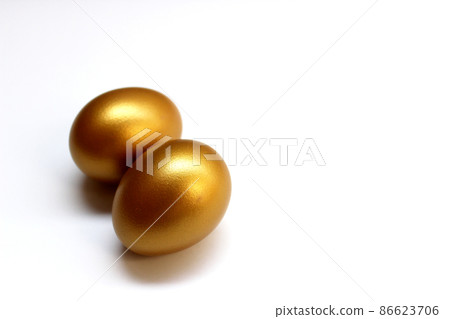 The golden eggs isolated on the white background The golden eggs isolated on the white background 86623706