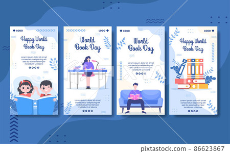 World Book Day Stories Template Flat Design Education Illustration Editable of Square Background Suitable for Social Media or Web Internet Ads 86623867