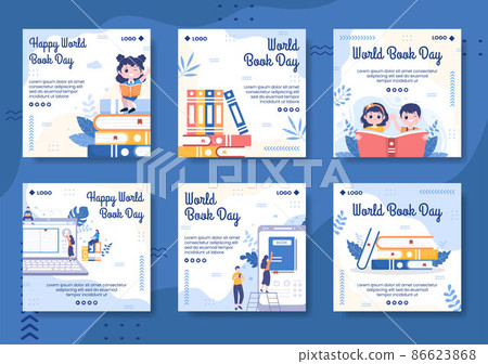 World Book Day Post Template Flat Design Education Illustration Editable of Square Background Suitable for Social Media or Web Internet Ads 86623868