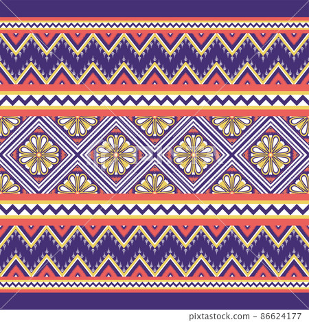 Yellow, White, Orange on Violet. Geometric ethnic oriental pattern traditional Design for background,carpet,wallpaper,clothing,wrapping,Batik,fabric,Vector illustration embroidery style Yellow, White, Orange on Violet. Geometric ethnic oriental pattern traditional Design for background,carpet,wallpaper,clothing,wrapping,Batik,fabric,Vector illustration embroidery style 86624177