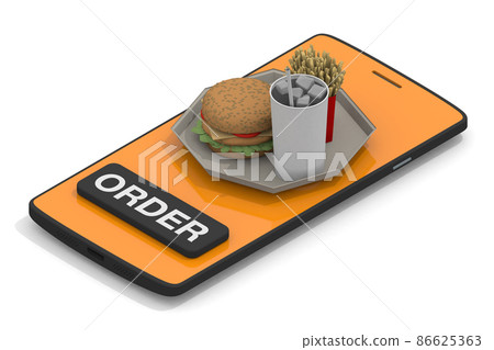 Order food on your smartphone. Go to the store to get food. Deliver food to the house. Deliver to the front door. Order food on your smartphone. Go to the store to get food. Deliver food to the house. Deliver to the front door. 86625363
