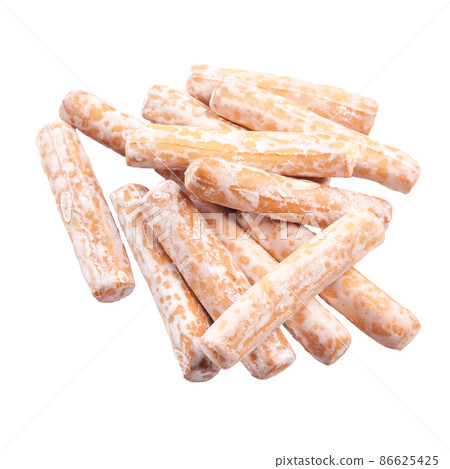 Sweet crunchy breadsticks grissini with sugar glaze isolated on white Sweet crunchy breadsticks grissini with sugar glaze isolated on white 86625425