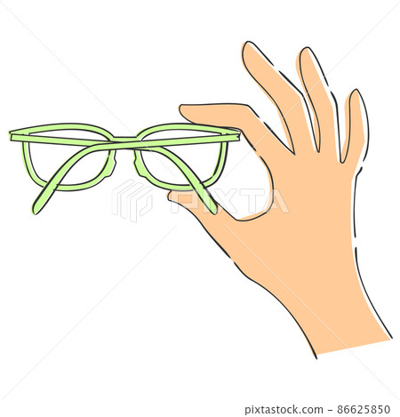 Illustration of a hand pinching glasses Illustration of a hand pinching glasses 86625850
