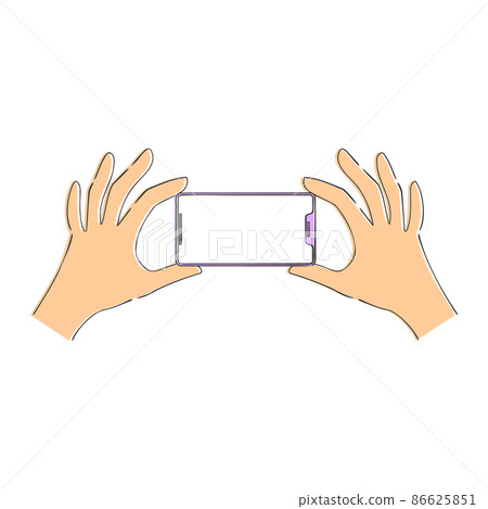 Illustration holding a smartphone with both hands Illustration holding a smartphone with both hands 86625851