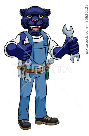 Panther Plumber Or Mechanic Holding Spanner Panther Plumber Or Mechanic Holding Spanner 86626129