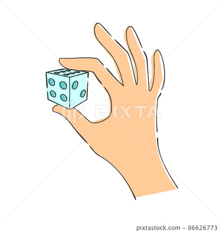 Illustration of a hand pinching a dice Illustration of a hand pinching a dice 86626773