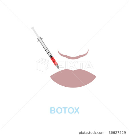Botox flat icon. Colored element sign from cosmetology collection. Flat Botox icon sign for web design, infographics and more. Botox flat icon. Colored element sign from cosmetology collection. Flat Botox icon sign for web design, infographics and more. 86627229