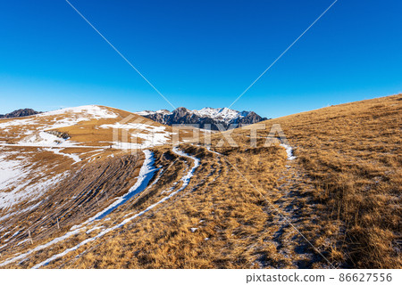 Lessinia Plateau and Mountain Range of Monte Carega in Italian Alps 86627556
