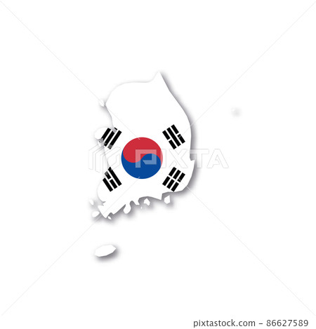 South Korea national flag in a shape of country map 86627589