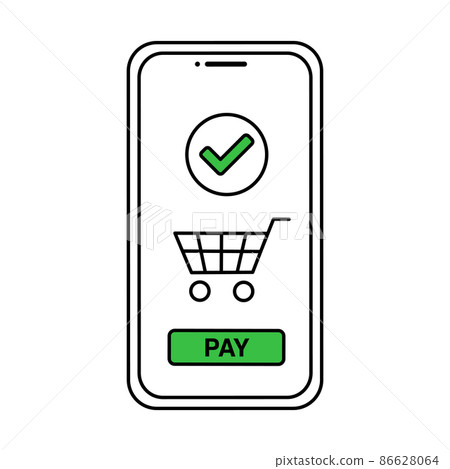 Vector illustrations for cashless payments and online shopping on smartphones Vector illustrations for cashless payments and online shopping on smartphones 86628064