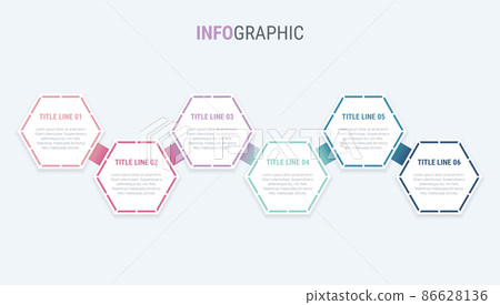 Infographic template. 6 steps honeycomb design with beautiful vintage colors. Vector timeline elements for presentations. 86628136