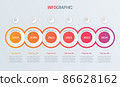 Abstract business circle infographic template with 6 steps. Red diagram, timeline and schedule isolated on light background. 86628162
