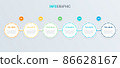 Infographic template. 6 steps rounded design with beautiful colors. Vector timeline elements for presentations. 86628167