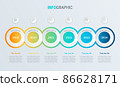 Abstract business circle infographic template with 6 steps. Colorful diagram, timeline and schedule isolated on light background. 86628171