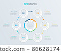 Timeline infographic design vector. 6 steps, rounded workflow layout. Vector infographic timeline template. 86628174
