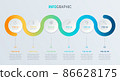 Timeline infographic design vector. 6 options, circle workflow layout. Vector infographic timeline template. 86628175