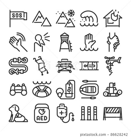 災難救生救援圖標集 86628242
