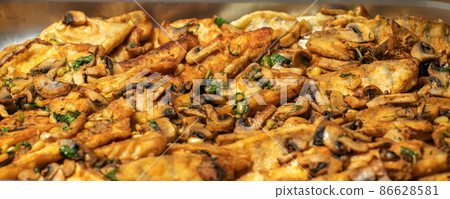 Fried fish with herds on the tray Fried fish with herds on the tray 86628581