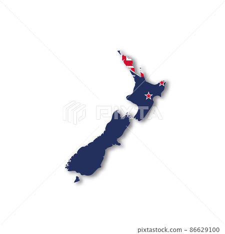 New Zealand national flag in a shape of country map New Zealand national flag in a shape of country map 86629100